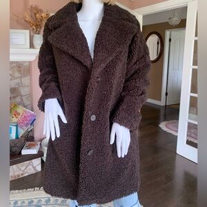 𝟐 Vero Moda Kylie Teddy Longline Coat in Coffee Bean